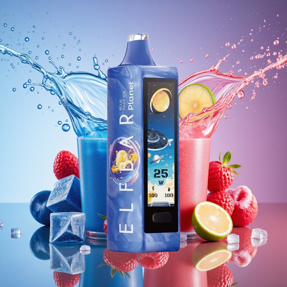 ELF BAR Planet 25000 Pust Omladningsbar Mesh 5% 18ml 800mAh Blå Hindbær Is Engros Danmark