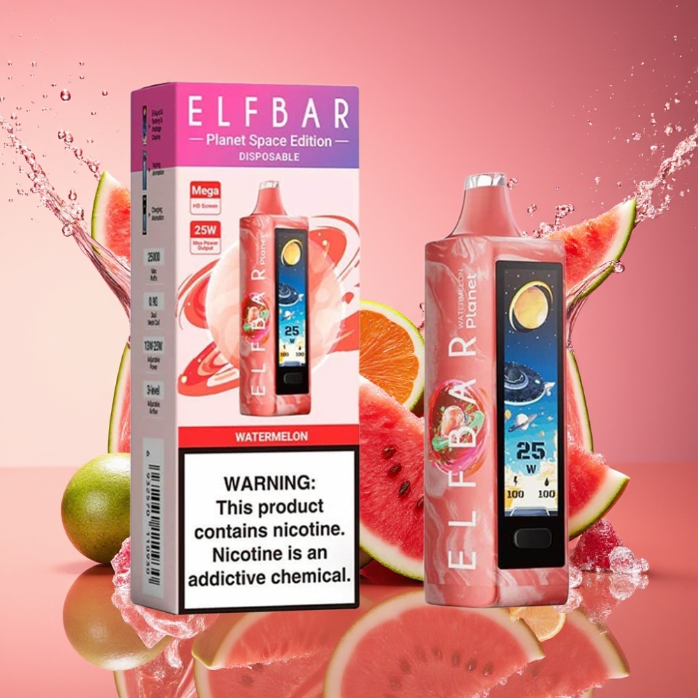 ELF BAR Planet Vandmelon 25000 Puffs Genopladelig 18ml 5% 50mg Mesh 800mAh Engros Danmark