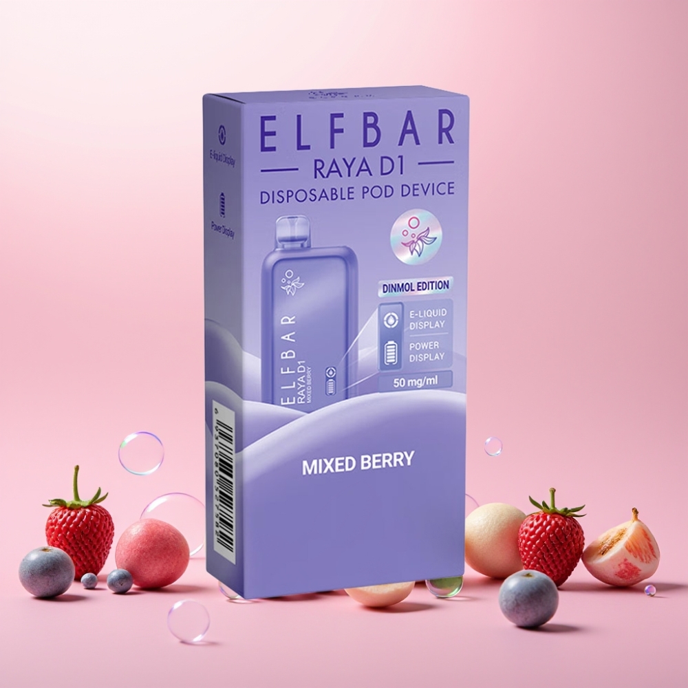 Elf Bar Raya D1 13000 Puffs Engangs Vape Blandet Bær 18ml 650mAh Type-C 50mg Engros Danmark