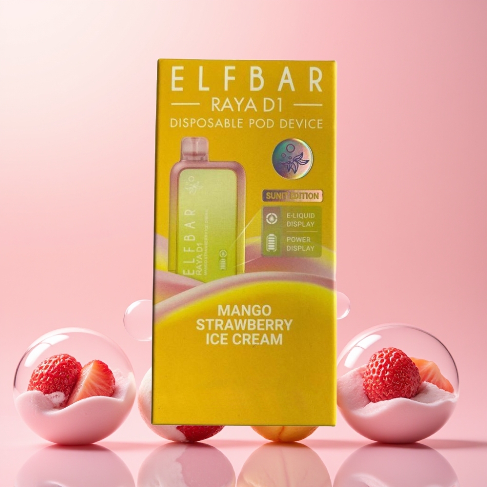 Elf Bar Raya D1 13000 Puffs Engangs Vape Mango Jordbær Iscreme 18ml 650mAh Type-C Engros Danmark