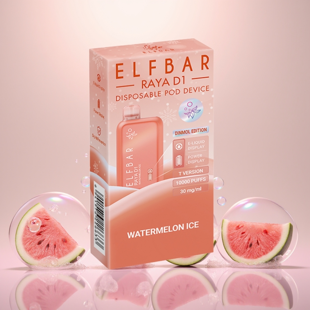 Elf Bar Raya D1 13000 Puffs Engangs Vape Vandmelon Is 18ml 650mAh Type-C Ladning 50mg/5% Nikotin Engros Danmark
