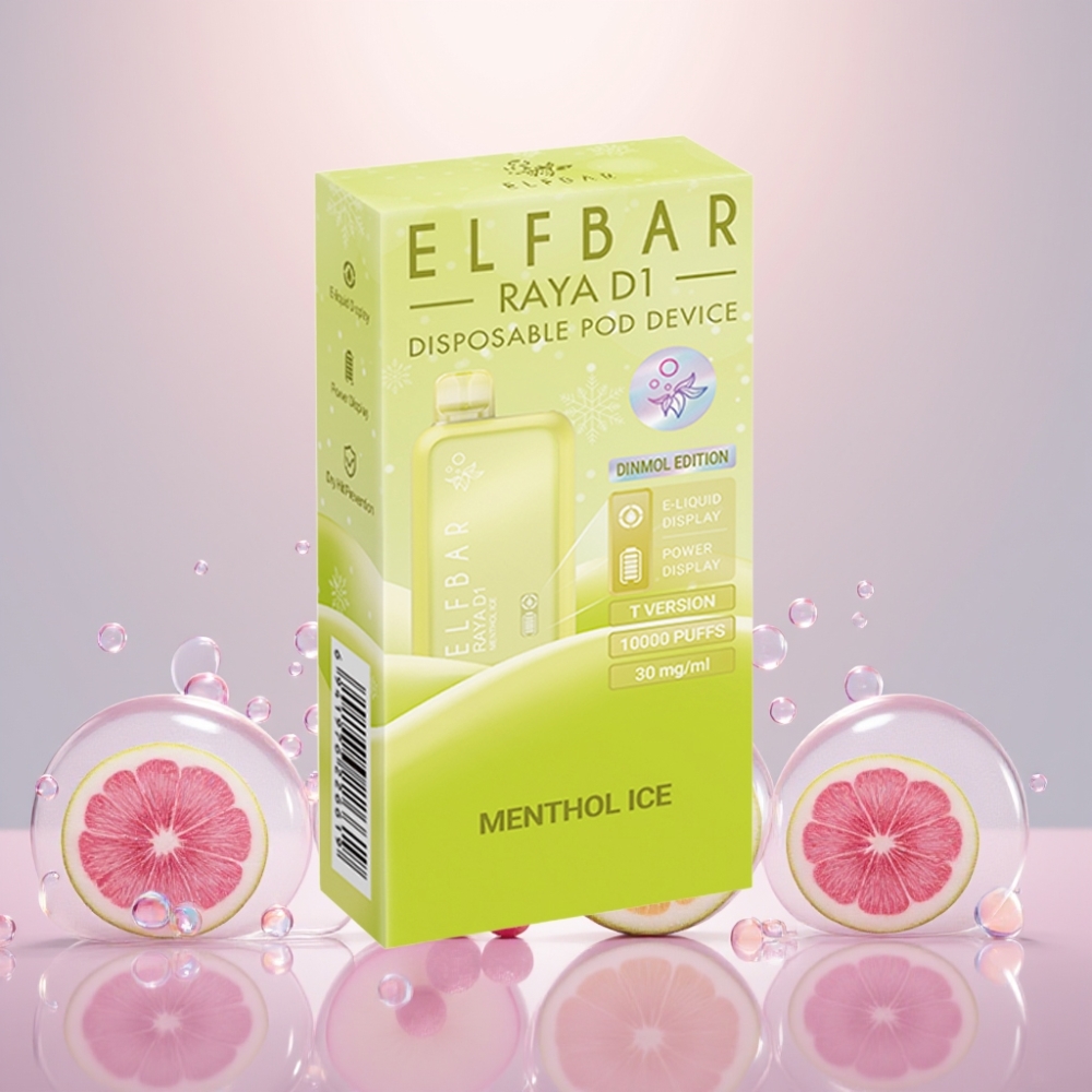 Elf Bar Raya D1 13000 Pust Genanvendelig Vape Menthol Is 18ml 650mAh Type-C Skærm 50mg/5% Engros Danmark