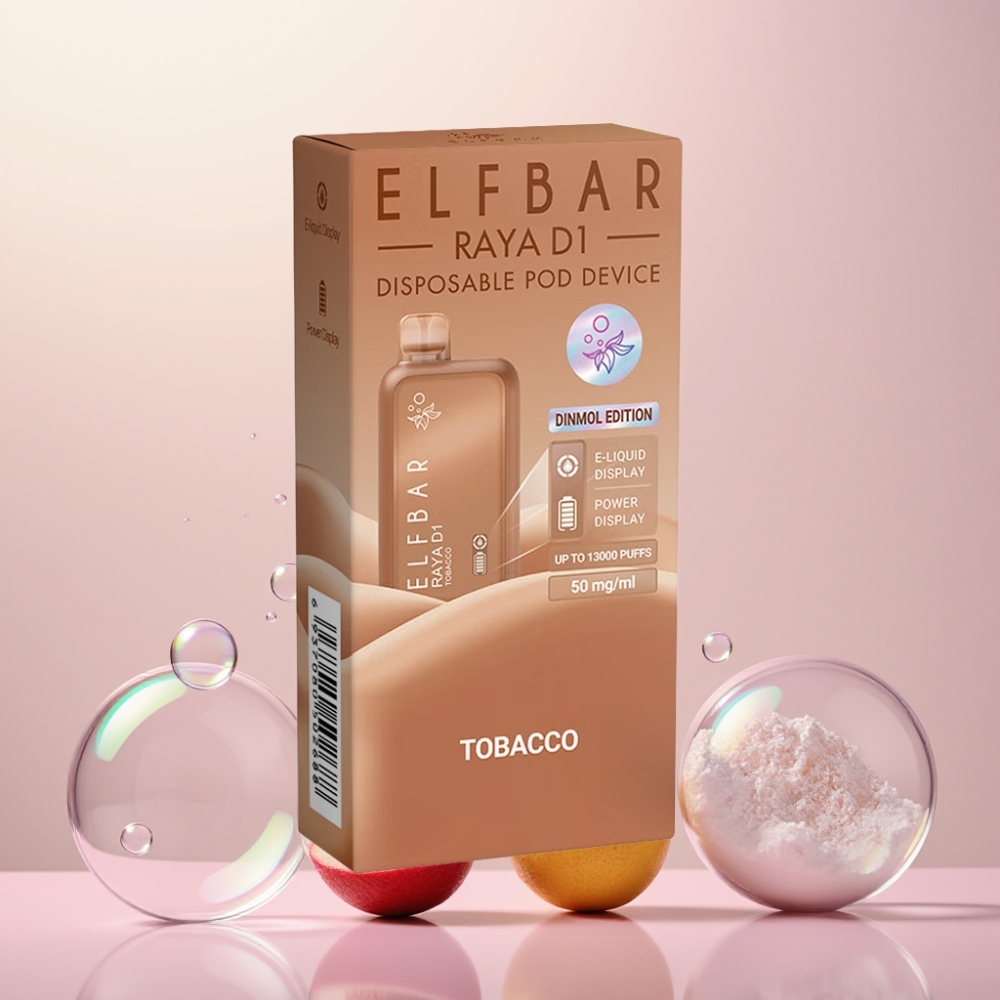 Elf Bar Raya D1 13000 Pust Opladelig 18ml 650mAh Type-C Tobak Engros Danmark