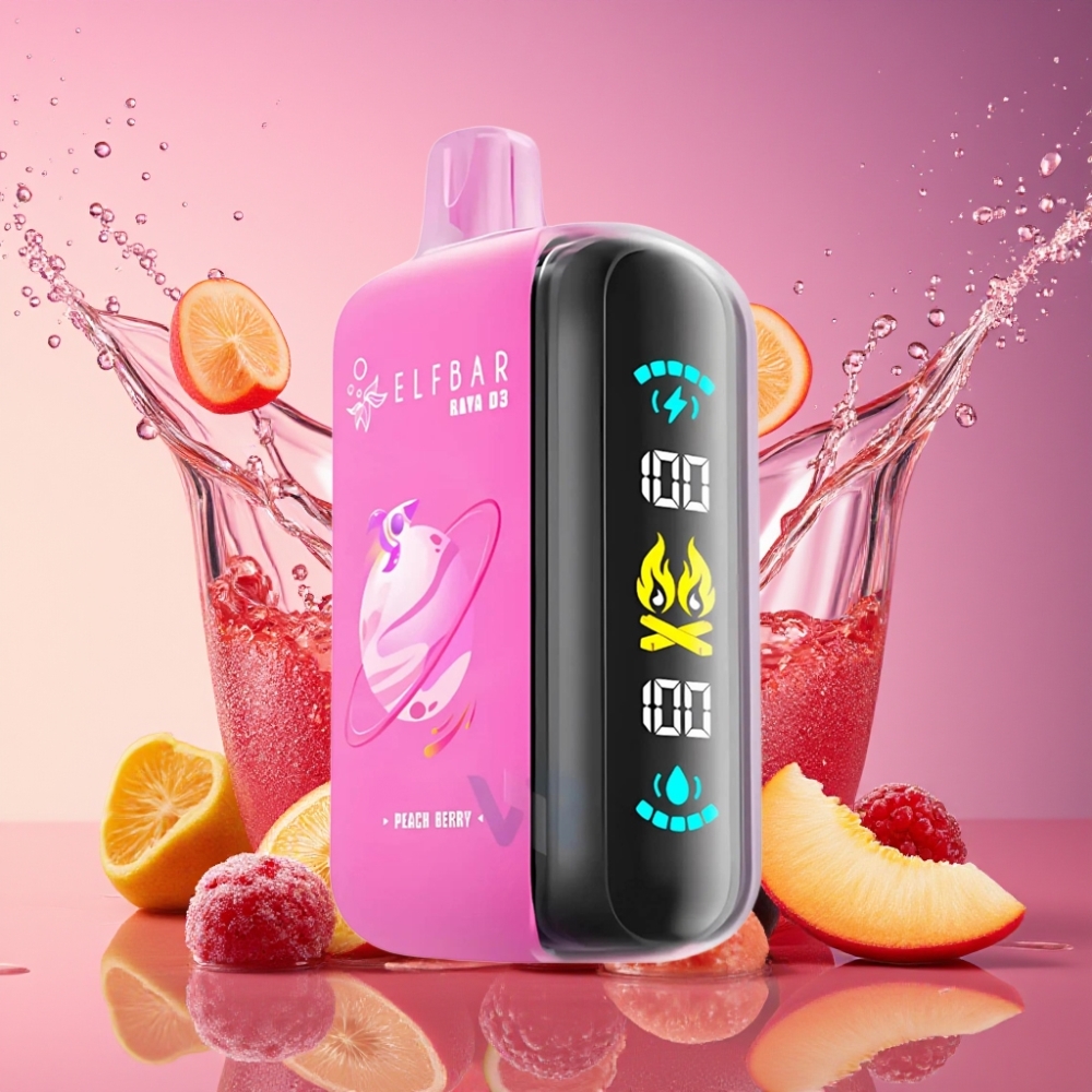 ELF BAR RAYA D3 25000 Puffs 850mAh 23ml 5% Type-C Fersken Bær parameter combination Engros Danmark