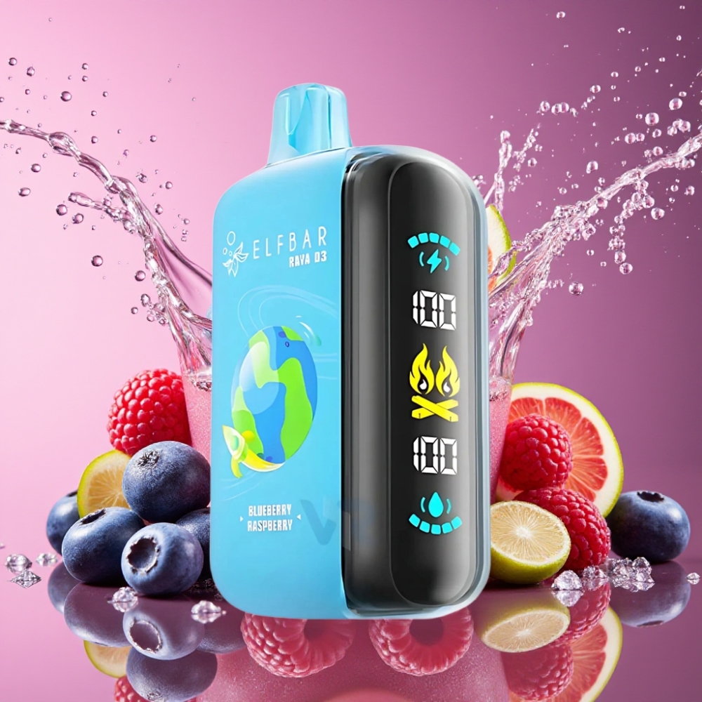 ELF BAR RAYA D3 25000 Puffs Genanvendelig Vape Blåbær Hindbær 850mAh 23ml 5% Type-C Engros Danmark