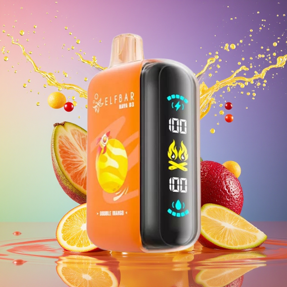 ELF BAR RAYA D3 25000 Puffs Genanvendelig Vape Dobbelt Mango 850mAh 23ml 5% Type-C Engros Danmark