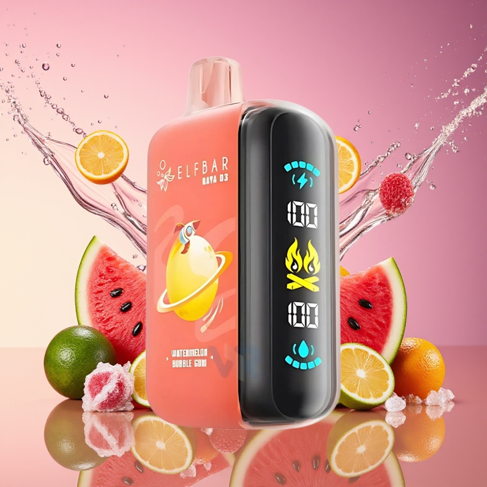 ELF BAR RAYA D3 25000 Puffs Vandmelon Bubblgum Disposable Vape 850mAh 23ml 5% Type-C Engros Danmark