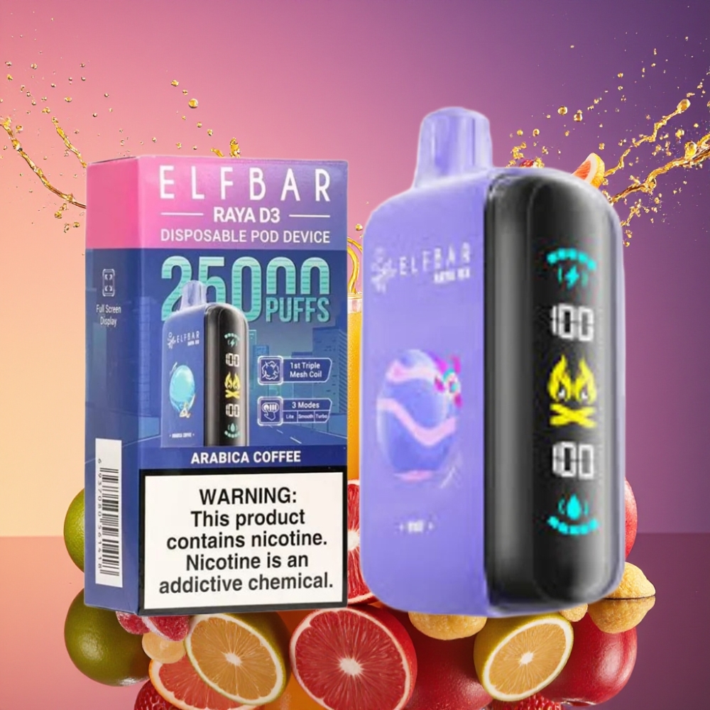 ELF BAR RAYA D3 25000 Pust Disposable Vape Arabisk Kaffe 850mAh 23ml 5% Type-C Engros Danmark