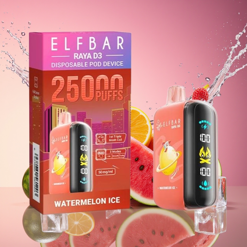 ELF BAR RAYA D3 25000 Pust Vandmelon Is 850mAh 23ml 5% Engros Danmark