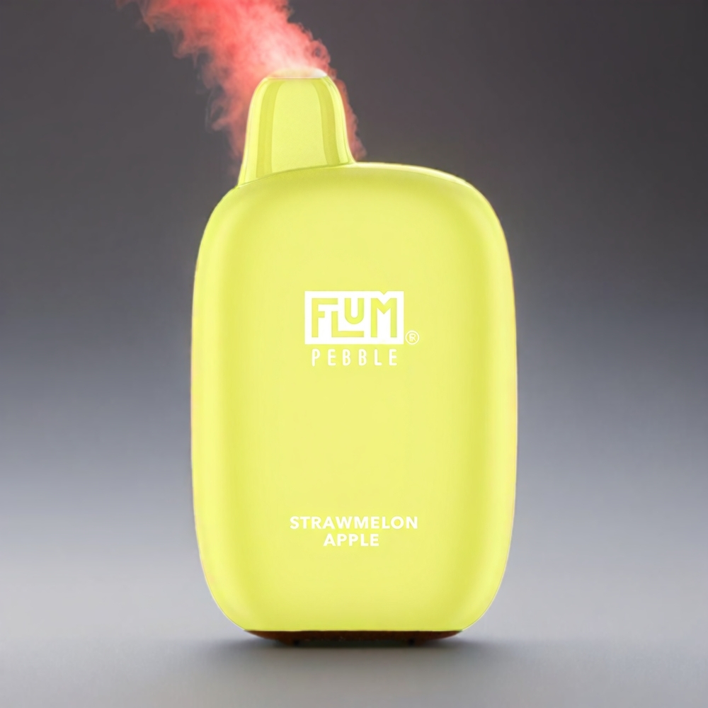 Flum Pebble 6000 Pufs Vape Jordbær Æble – 10ml, 5%, 500mAh, Mesh Coil, Type-C – Engros Danmark