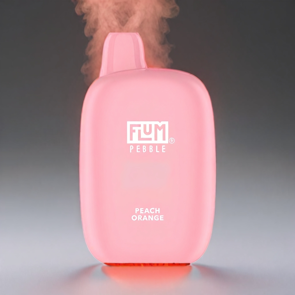 Flum Pebble 6000 Pust Fersken Appelsin 10ml 5% 500mAh Mesh Coil Type-C Engros Danmark