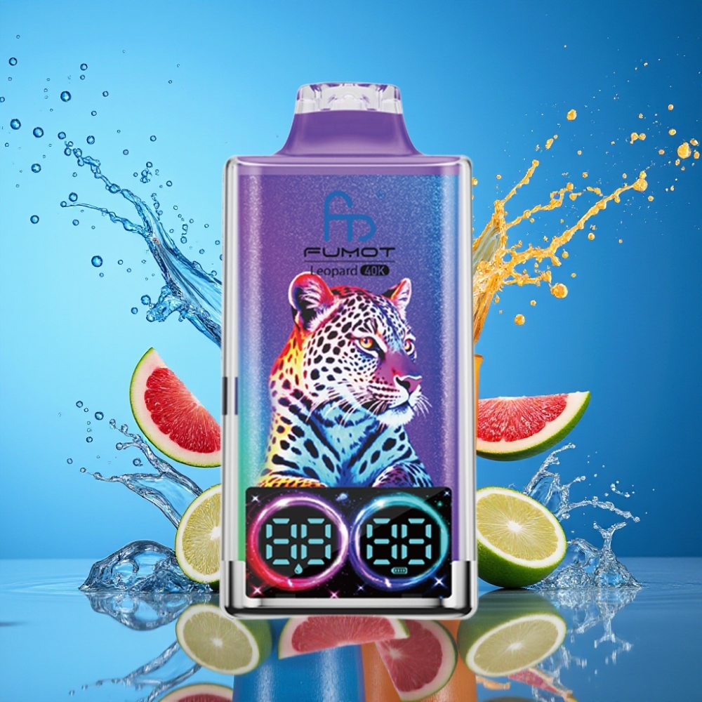 Fumot Leopard 40K Puffs Dual Mesh Type-C Digital Tube Mr Blå 0%-5% Nicotine 700mAh Engros Danmark