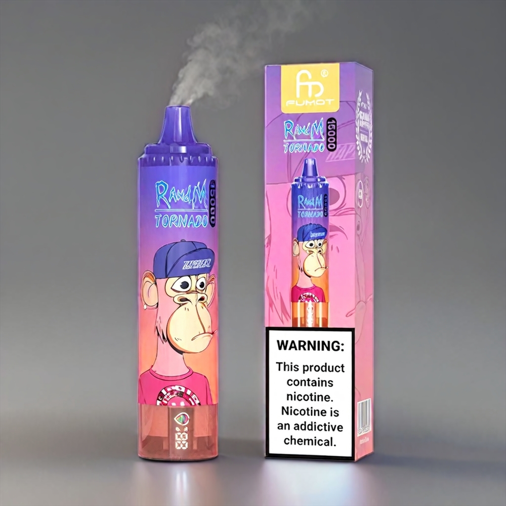 Fumot RandM Tornado 15000 Puffs Blåbær Kirsebær Tranebær 25ml 850mAh 0.9ohm Mesh Type-C LCD 0-5% Engros Danmark
