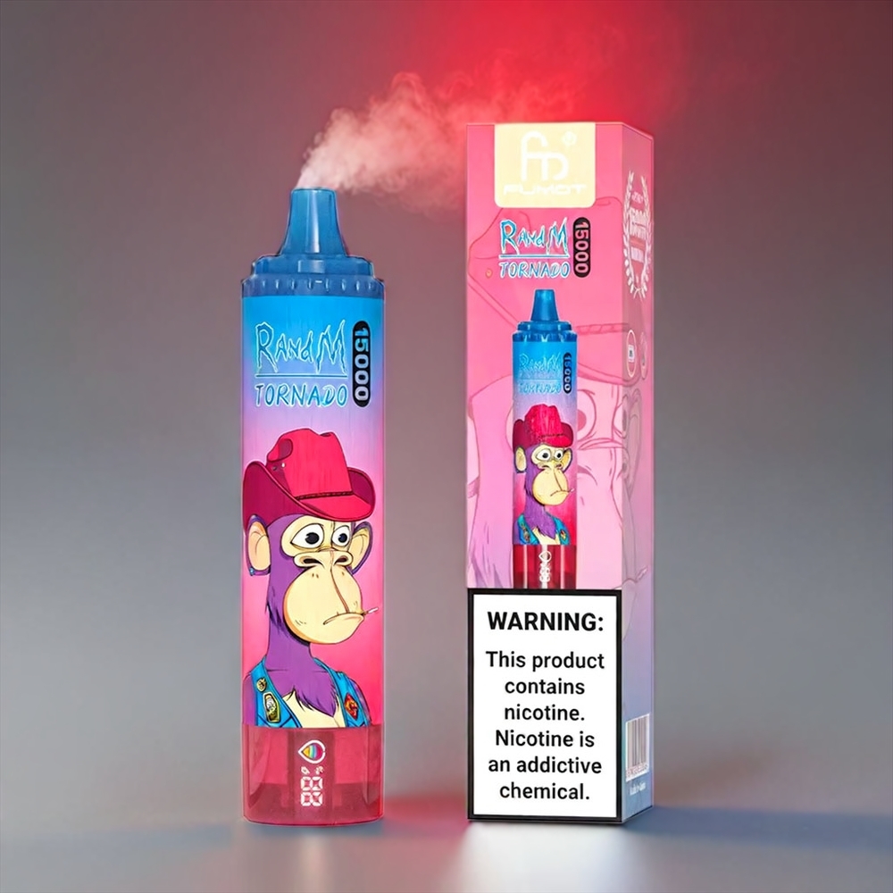 Fumot RandM Tornado 15.000 Puffs 25ml 850mAh Mesh Coil Blandet Bær LCD Skærm Type-C Engros Danmark
