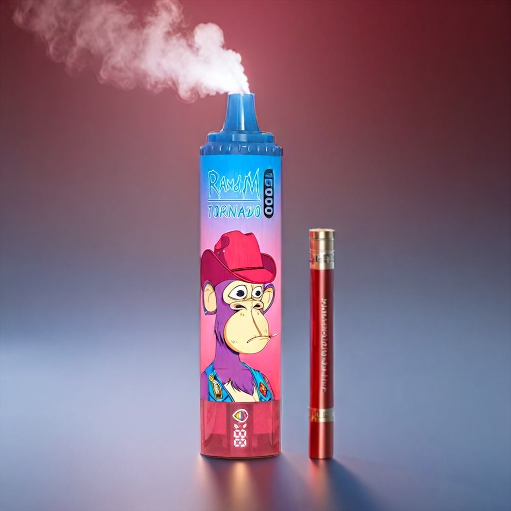 Fumot RandM Tornado 15.000 Puffs 25ml 850mAh Mesh Coil Blandet Bær LCD Skærm Type-C Engros Danmark