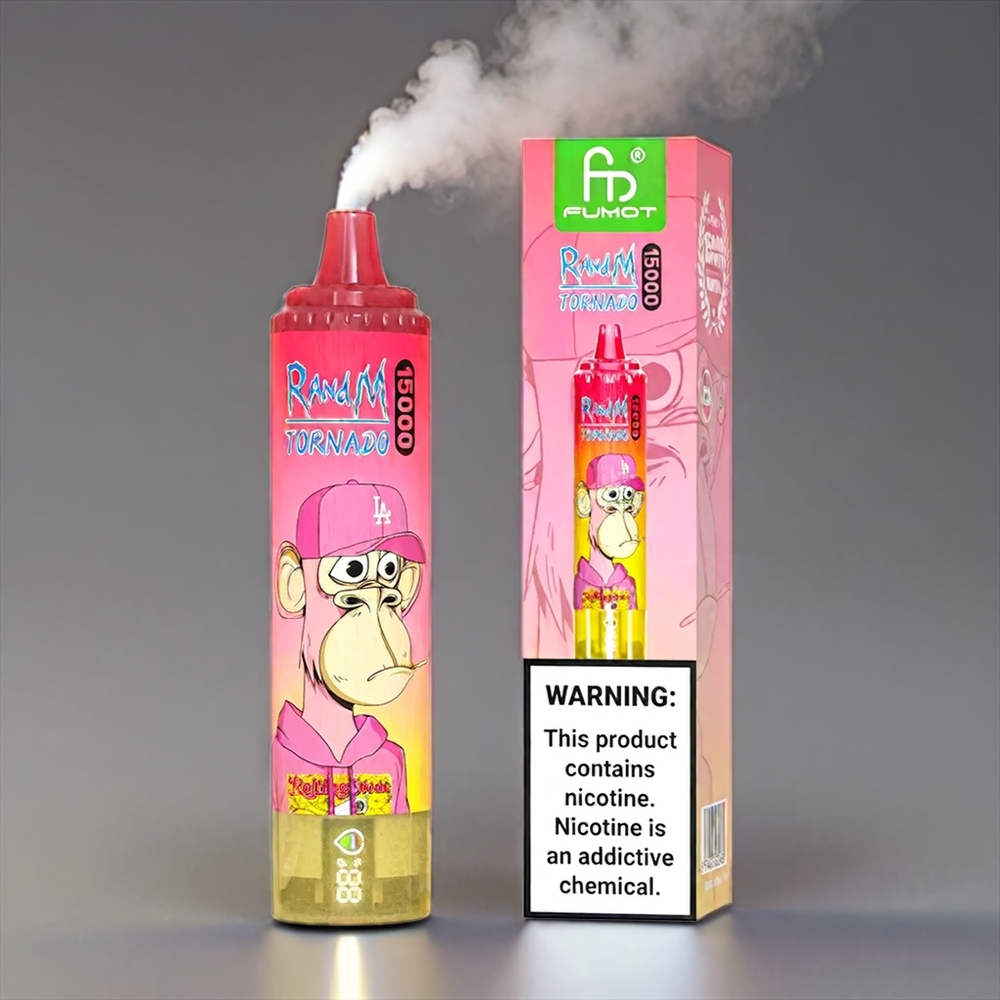 Fumot RandM Tornado 15.000 Puffs Citron 25ml 850mAh 0,9 Ohm Mesh LCD Type-C Engros Danmark