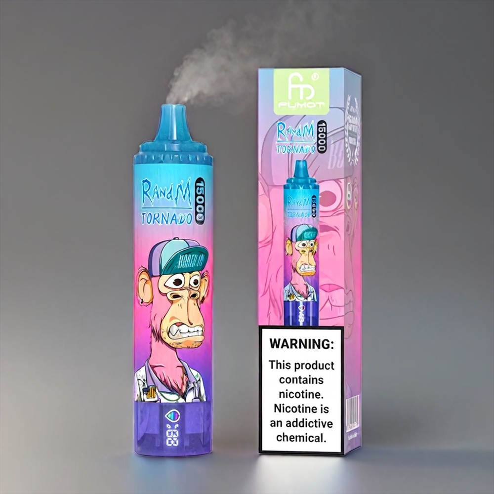 Fumot RandM Tornado Blåbær Hindbær 15000 Puffs 25ml 850mAh 0.9Ω Mesh Type-C LCD Engros Danmark