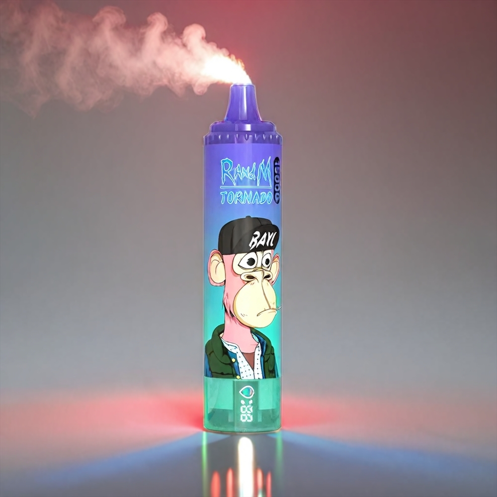 Fumot RandM Tornado Jordbær Banan 15000 Puffs 25ml 850mAh 0.9 Ohm Mesh LCD Type-C Engros Danmark