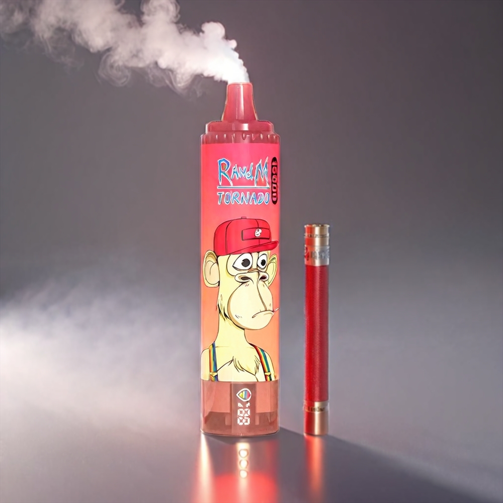Fumot RandM Tornado Jordbær Rød Tyrak 15000 Puffs 25ml 850mAh 0.9Ω Mesh Type-C LCD 0%/2%/3%/5% Engros Danmark