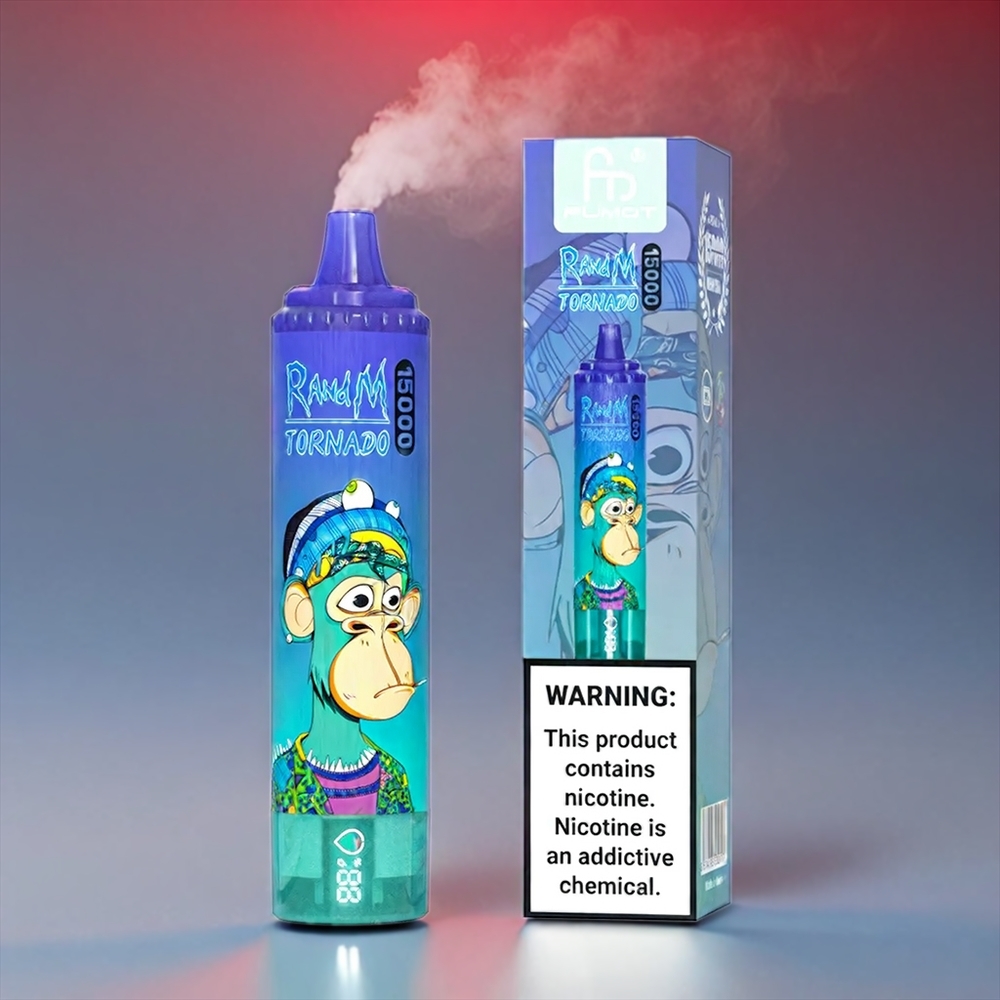 Fumot Randm Tornado 15000 Puffs 25ml 850mAh 0.9Ω Mesh LCD Type-C Blåbær På Engros Danmark