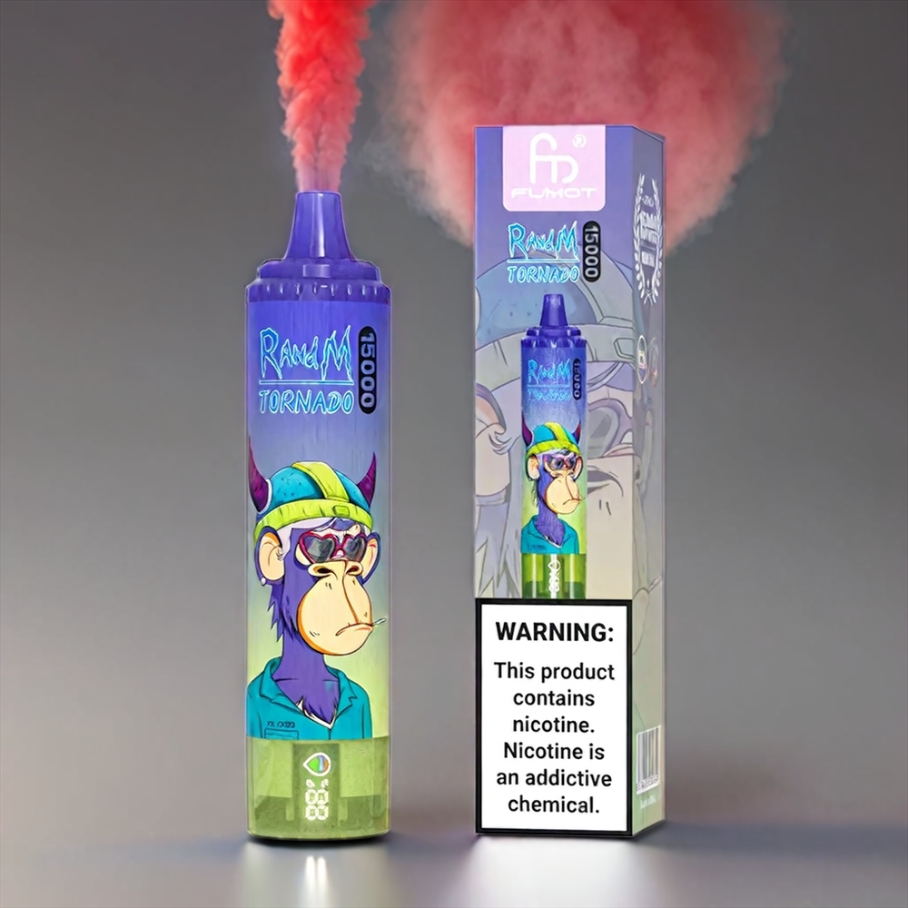 Fumot Randm Tornado 15000 Puffs 25ml 850mAh 0.9 Ohm Mesh 0-5% LCD Type-C Vimto Engros Danmark