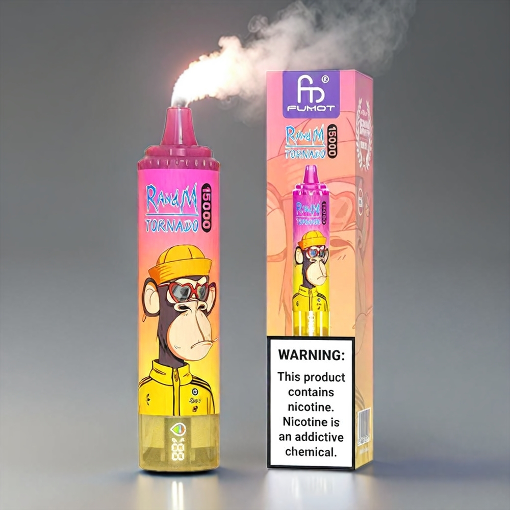 Fumot Randm Tornado 15000 Puffs Bananis 25ml 850mAh 0.9Ω Mesh LCD Type-C Engros Danmark