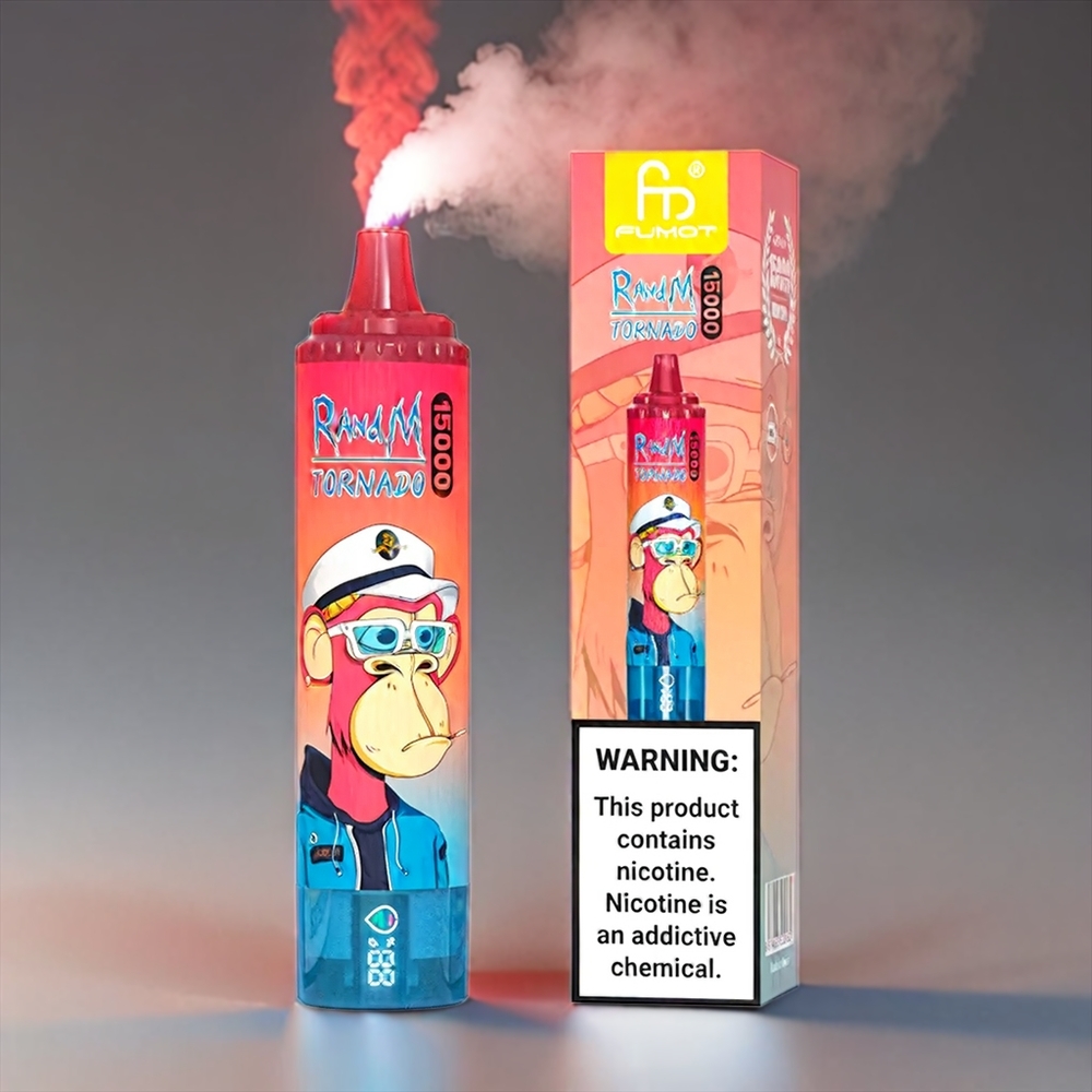 Fumot Randm Tornado 15.000 Pust 25ml 850mAh 0,9Ohm Mesh Skærm Type-C Kirsebær 0-5% Engros Danmark