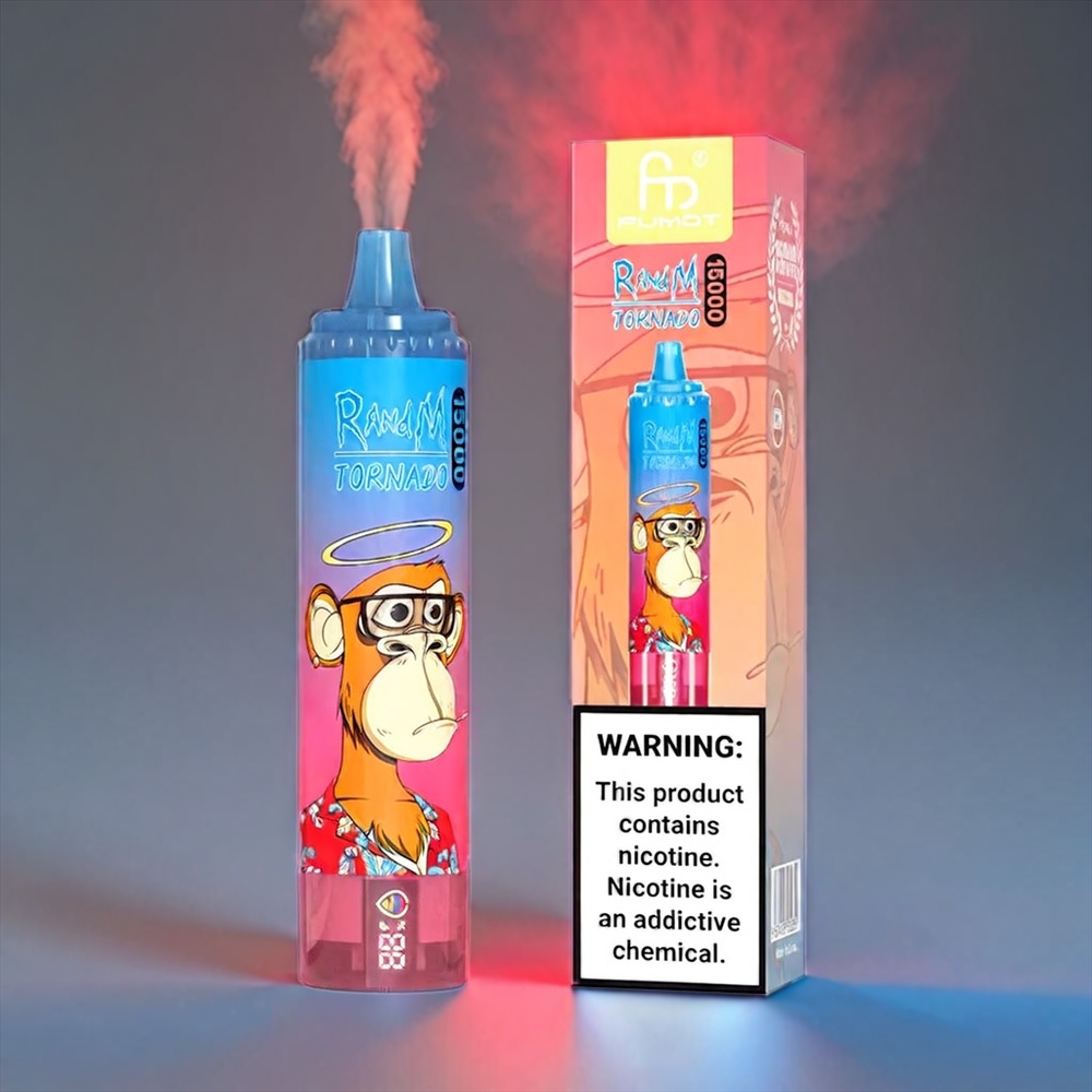 Fumot Randm Tornado 15.000 Pust Blå Hindbær-Kirsebær 25ml 850mAh 0.9Ω Mesh LCD Type-C Engros Danmark