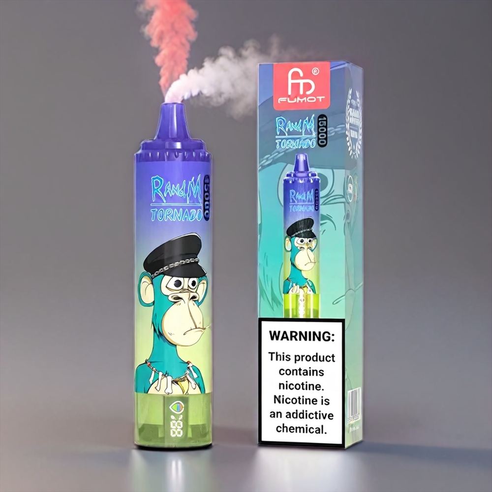 Fumot Randm Tornado Blåbær Bubblegum 15000 Puffs 25ml 850mAh 0.9Ω Mesh Type-C LCD 0-5% Engros Danmark