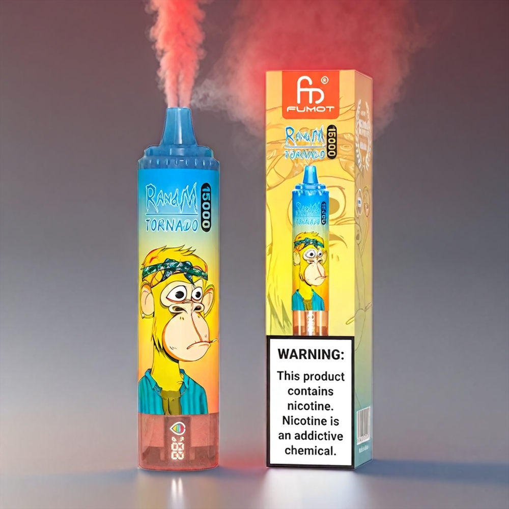 Fumot Randm Tornado Jordbær 15000 Puffs 25ml 850mAh 0.9Ohm Mesh Type-C LCD Engros Danmark