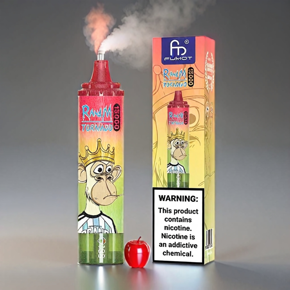 Fumot Randm Tornado Æble Fersken Pære 15000 Puffs 25ml 850mAh 0.9Ohm Mesh LCD Type-C Engros Danmark