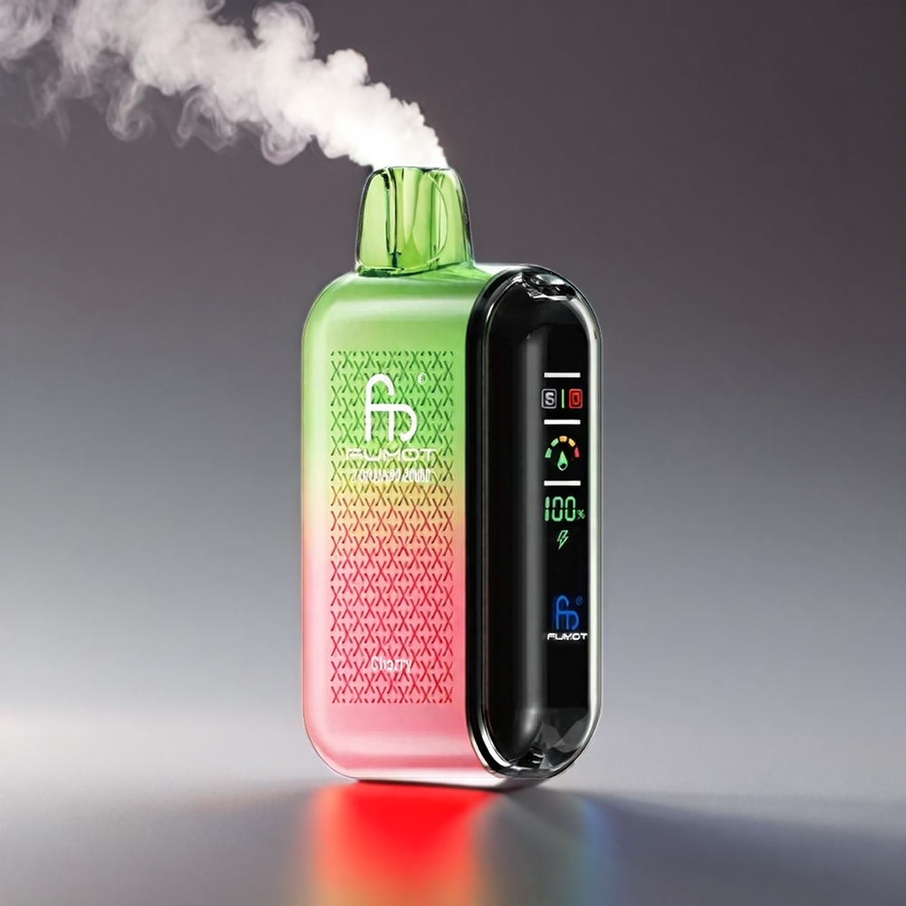 Fumot Tornado 20000 Puffs Kirsebær Dual Mesh Coil 20ml 850mAh Smart Display Airflow Control 2% Engros Danmark