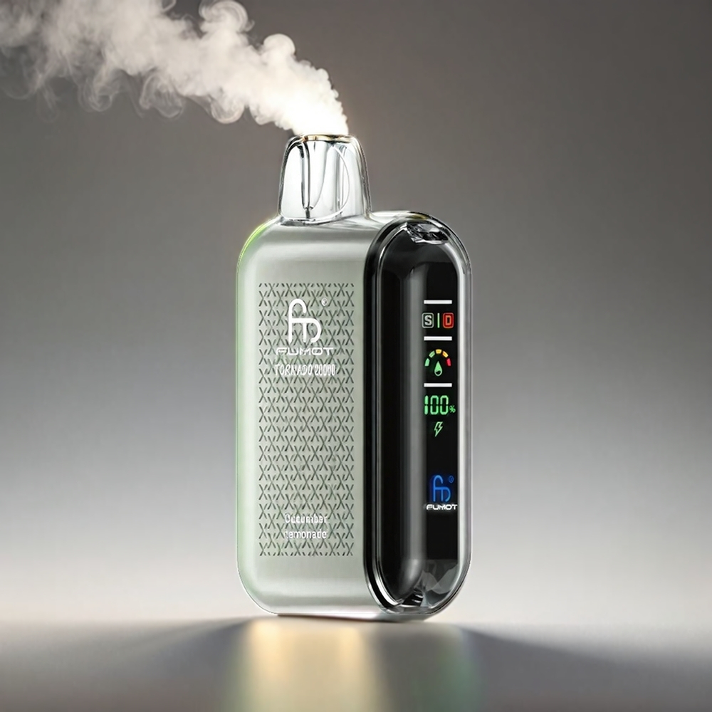 Fumot Tornado 20000 Pust Agurk Lemonade Dual Mesh 20ml 850mAh Smart Display Luftstrømskontrol 2% Engros Danmark