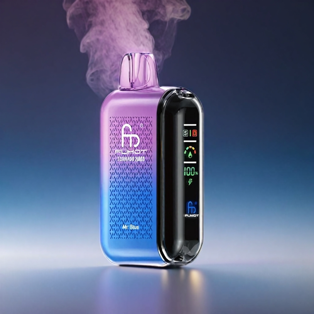 Fumot Tornado 20K Puffs Dual Mesh 20ml 850mAh Smart Display Airflow 2% Mr Blå - Engros Danmark