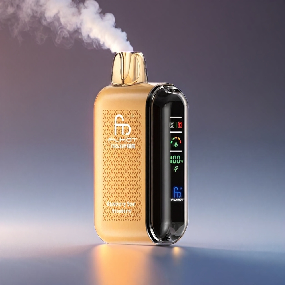 Fumot Tornado Blåbær Sur Hindbær 20000 Puffs Dual Mesh 20ml 850mAh Smart Display Airflow 2% Engros Danmark