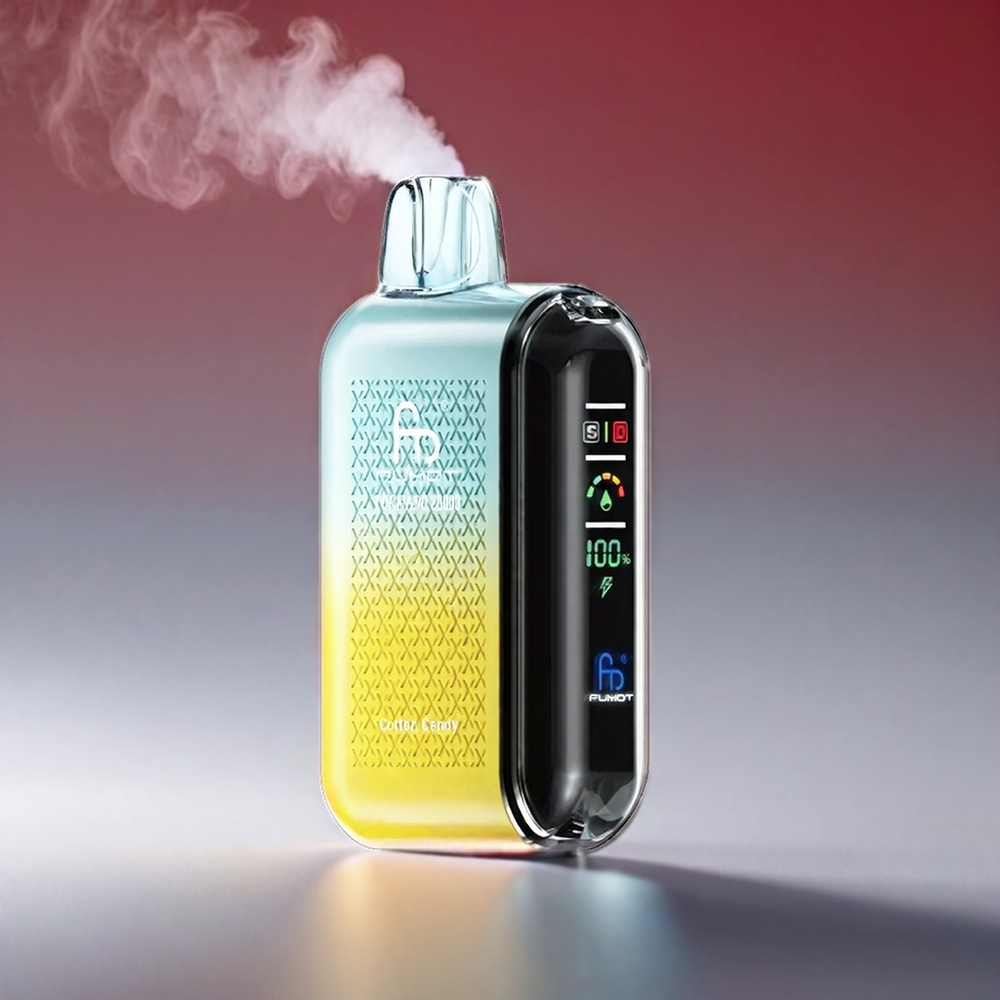 Fumot Tornado Cotton Candy 20000 Puffs Dual Mesh Coil 20ml 850mAh Smart Display 2% Engros Danmark