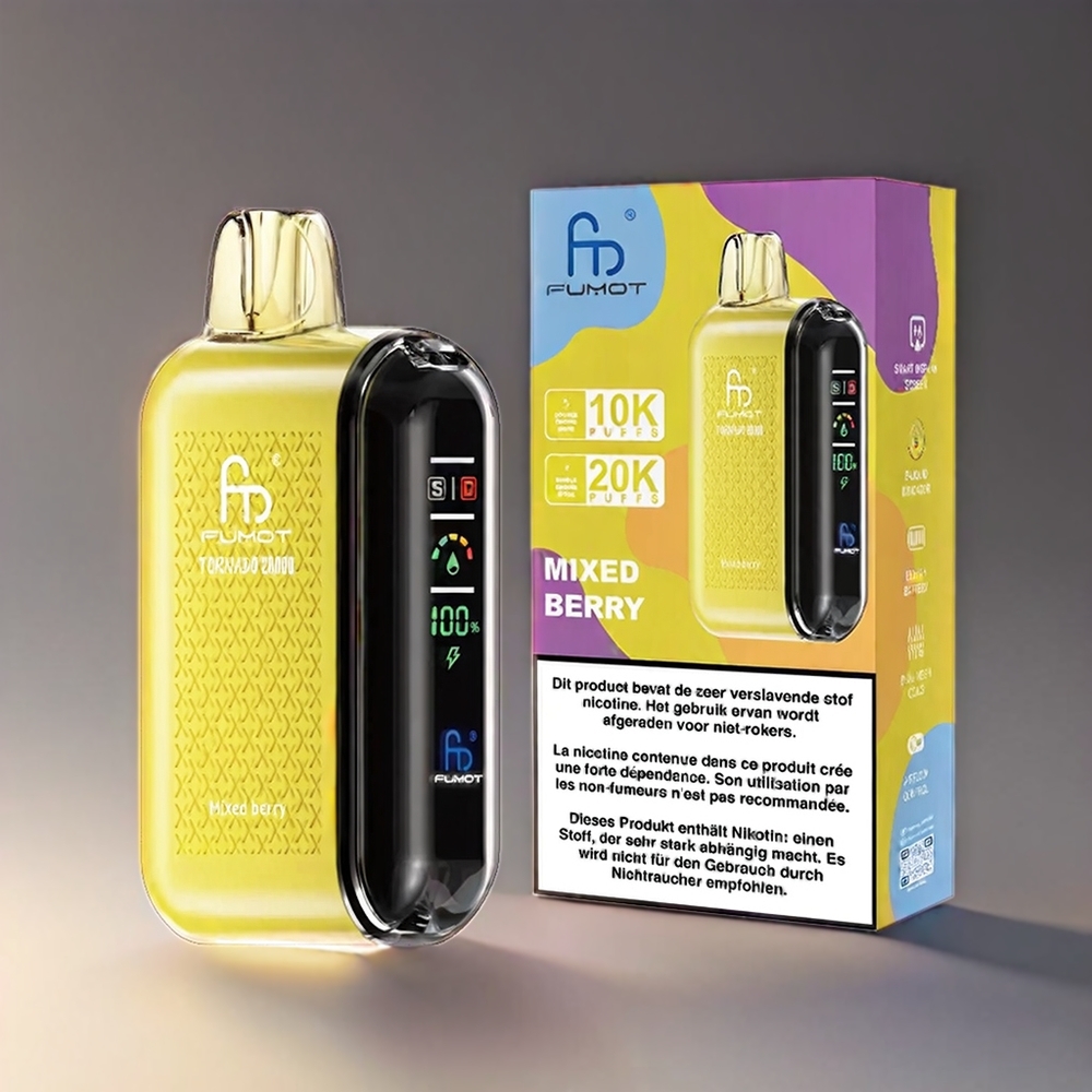 Fumot Tornado Dual Mesh 20ml 850mAh Display Airflow 2% Blandet Bær – 20000 Puffs Engros Danmark