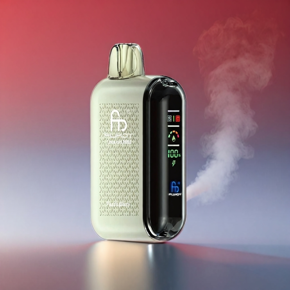 Fumot Tornado Dual Mesh 20ml 850mAh Display Airflow 2% Nikotin Fersken Bær Parameter Kombination Engros Danmark