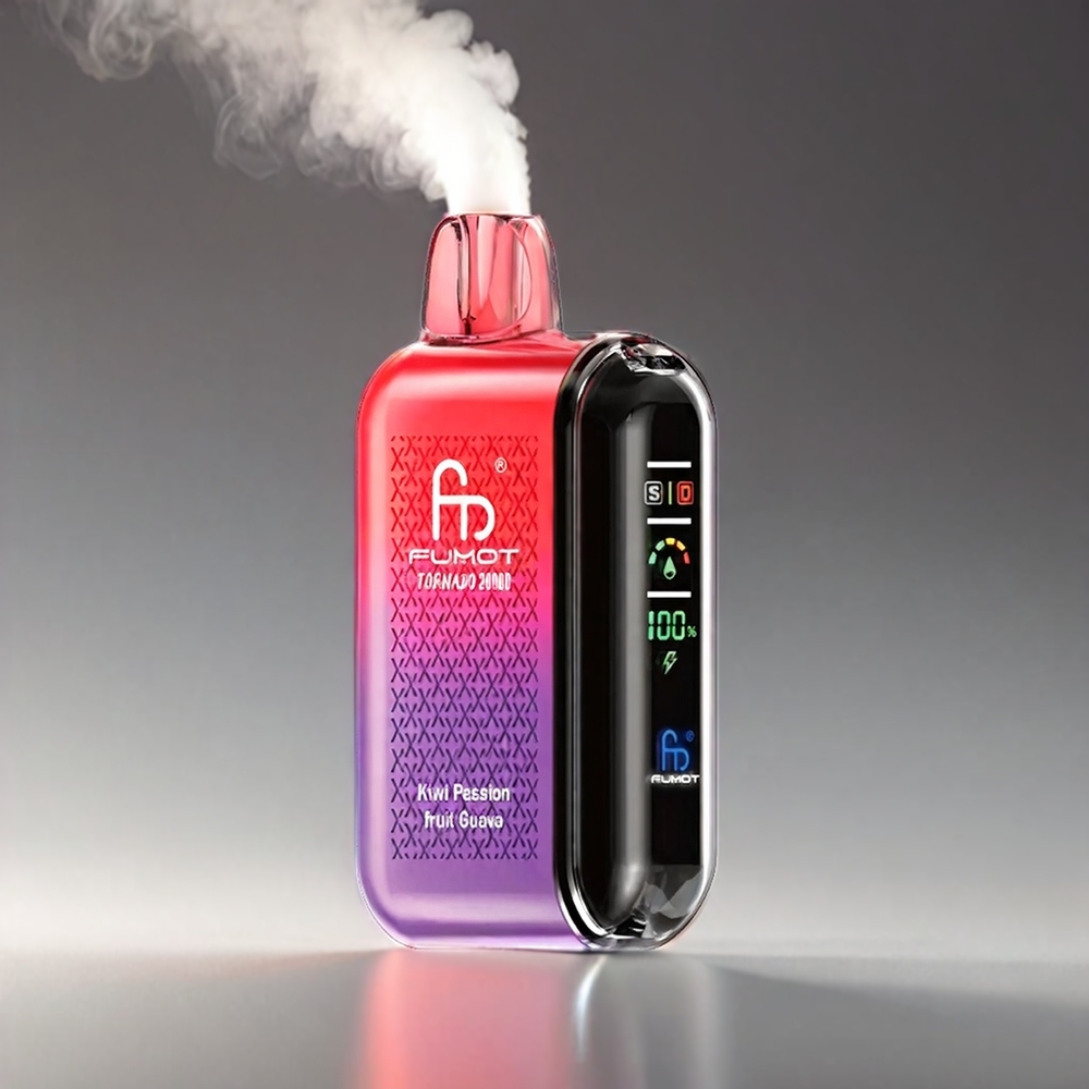 Fumot Tornado Kiwi Passionsfrugt Guava 20000 Puffs Dual Mesh Coil Smart Display 20ml 850mAh Engros Danmark