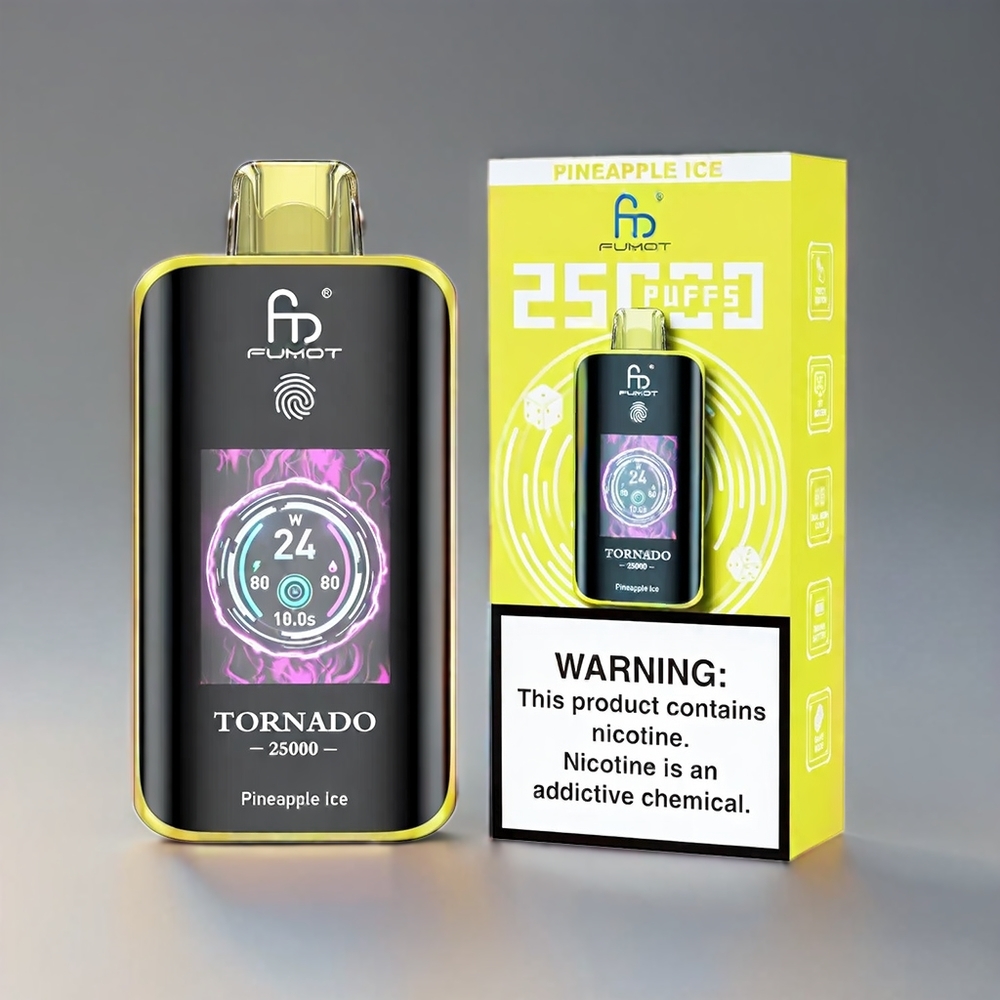 Fumot Tornado 25000 Puffs Ananas HD Skærm 700mAh 20ml Type-C 0/2/3/5% Engros Danmark