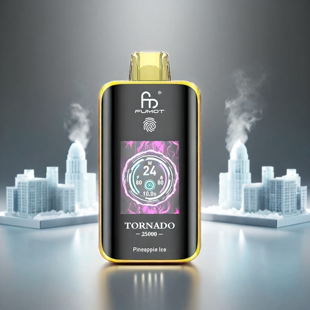 Fumot Tornado 25000 Puffs Ananas HD Skærm 700mAh 20ml Type-C 0/2/3/5% Engros Danmark