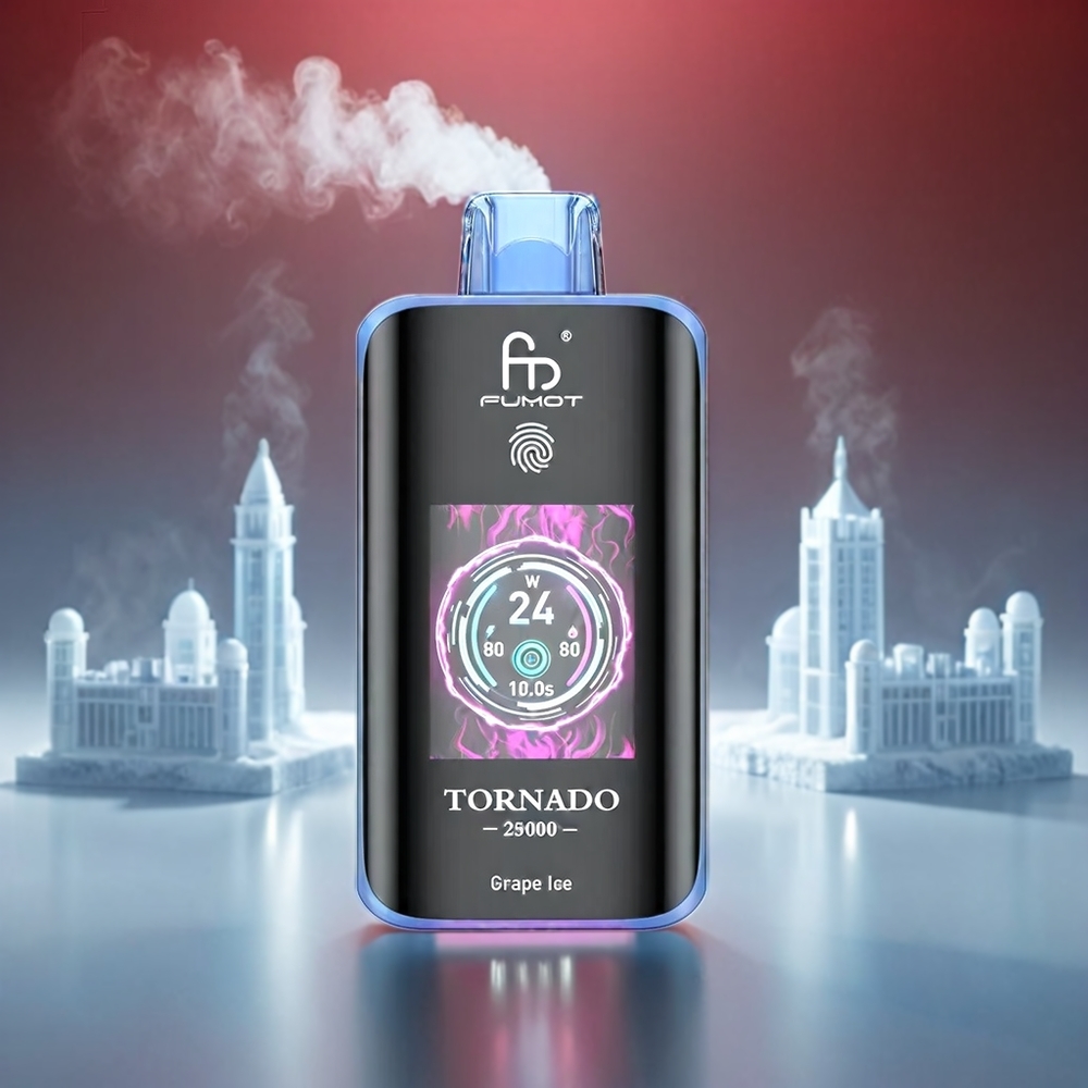 Fumot Tornado 25000 Puffs Vindrue HD Skærm 700mAh 20ml Type-C 0/2%/3%/5% Engros Danmark