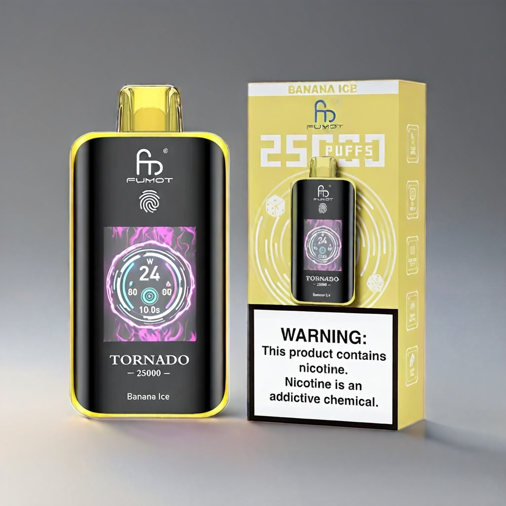 Fumot Tornado Bananis 25000 Puffs HD Skærm 700mAh 20ml 0/2%/3%/5% Type-C Engros Danmark