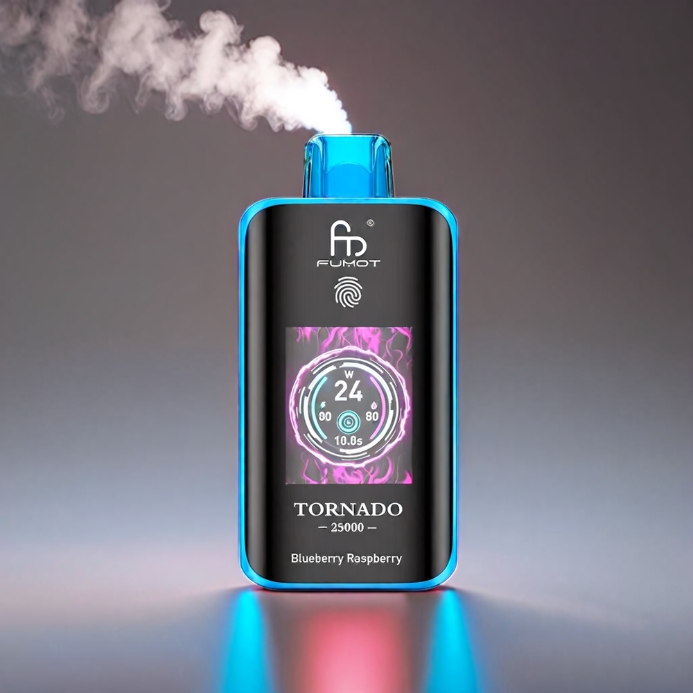 Fumot Tornado Blåbær Hindbær 25000 Puffs HD Skærm 700mAh 20ml Type-C Engros Danmark