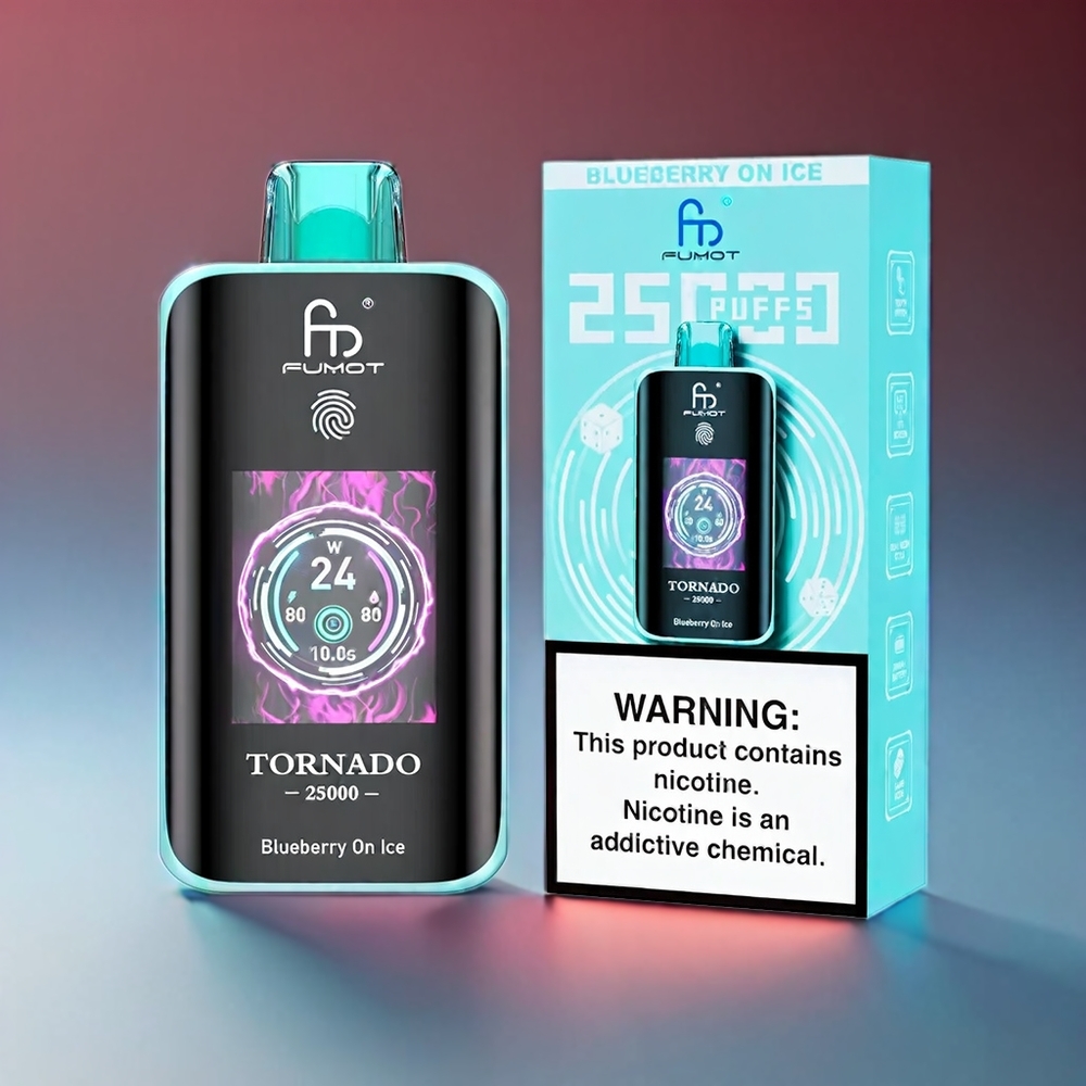 Fumot Tornado Blåbær På 25000 Puffs HD Skærm 700mAh 20ml Type-C Engros Danmark