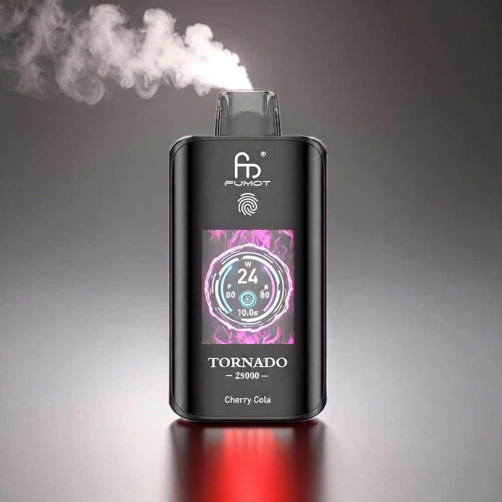 Fumot Tornado HD Skærm 700mAh 20ml 25000 Puffs Kirsebær Cola 0/2%/3%/5% Type-C Engros Danmark