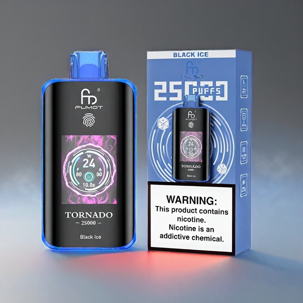 Fumot Tornado HD Skærm 700mAh 20ml 25000 Puffs Sort Type-C Engros Danmark