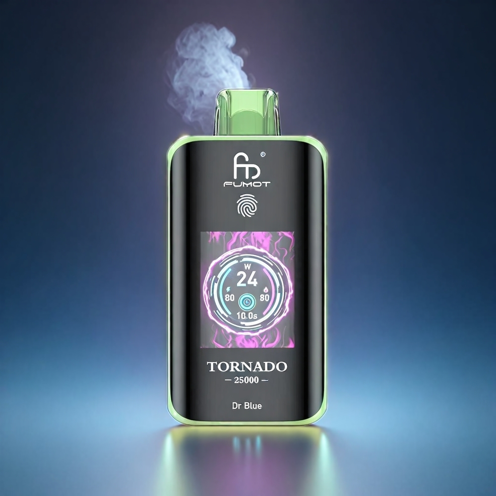 Fumot Tornado HD Skærm 700mAh 20ml 25000 Puffs Type-C Dr Blå 0/2%/3%/5% Engros Danmark