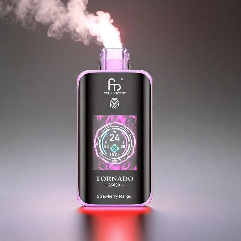 Fumot Tornado Jordbær Mango 25000 Puffs HD Skærm 700mAh 20ml 0/2%/3%/5% Type-C +Engros Danmark