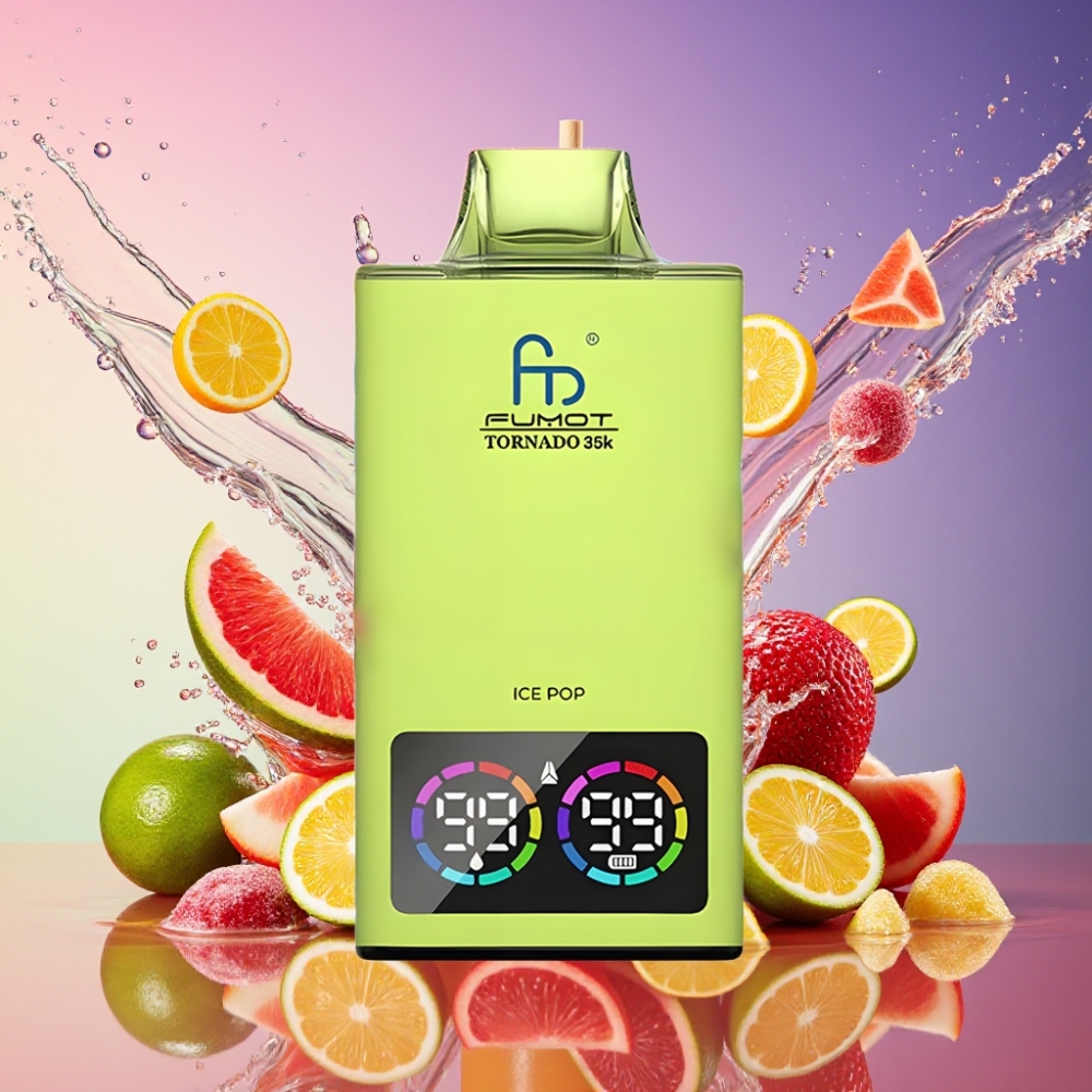 Fumot Tornado 35000 Isbombe Dual Mesh Coil 15ml E-juice 700 MAH Batteri USB-C Engros Danmark